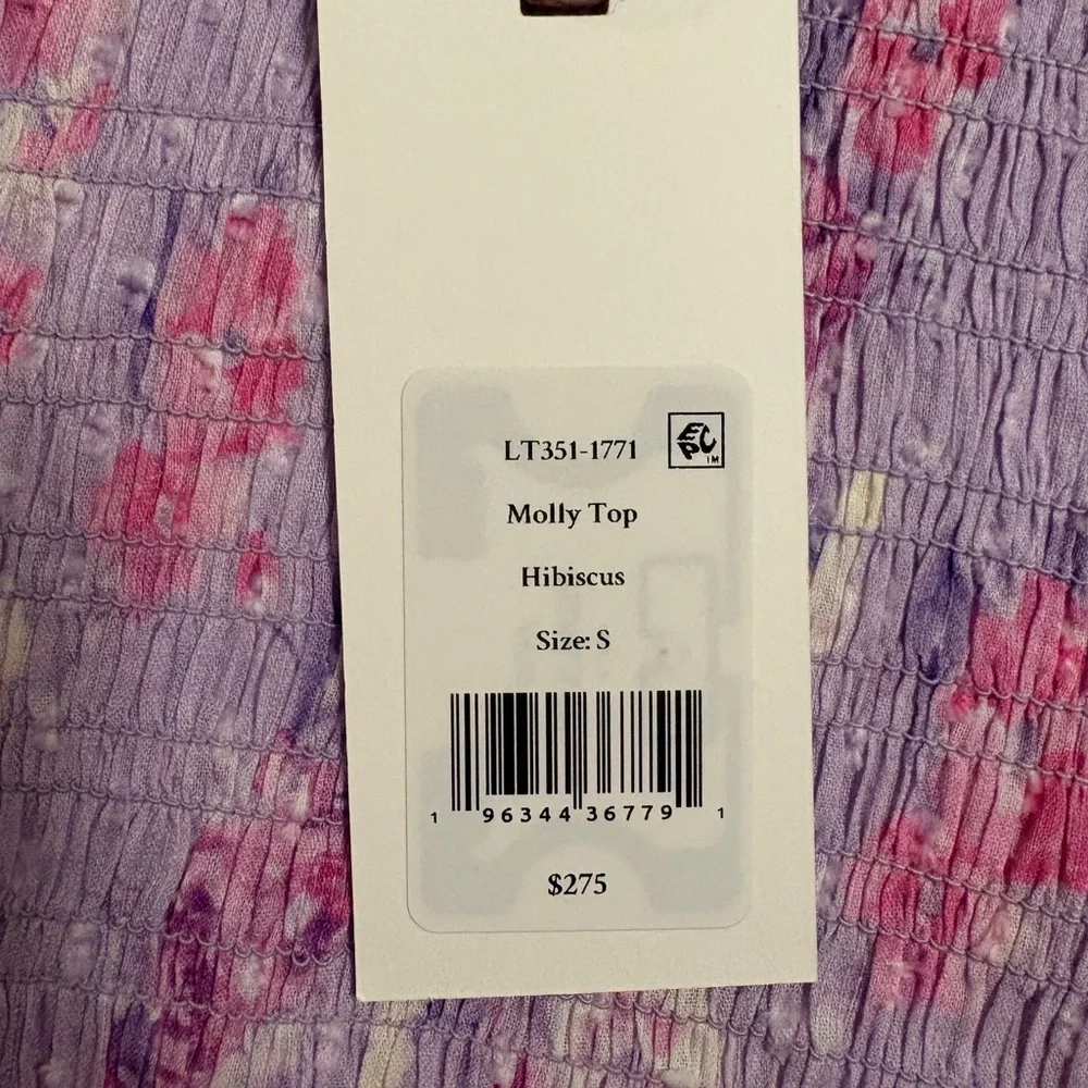 LOVESHACKFANCY Molly Heirloom Print Top size small in hibiscus
